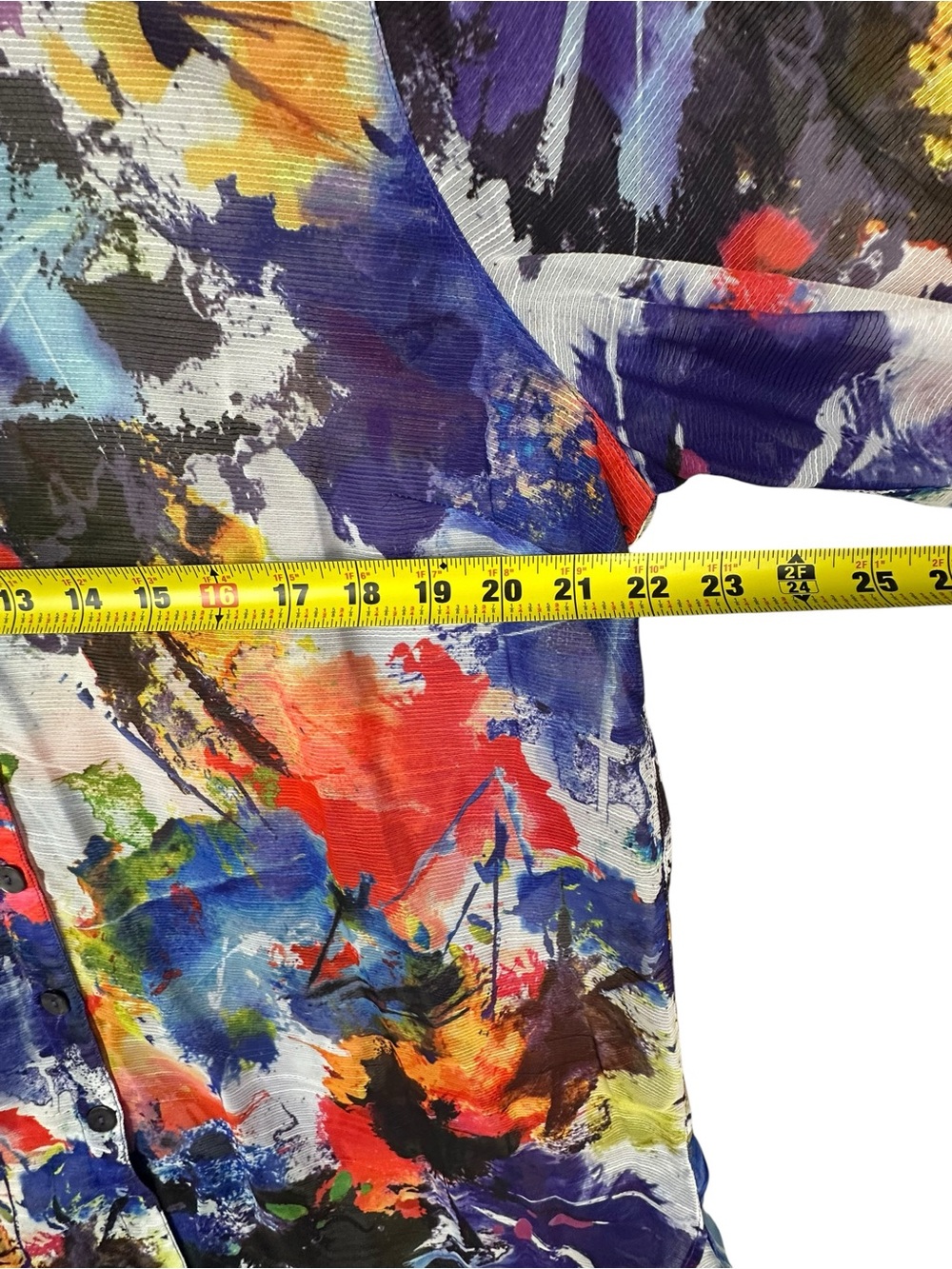 John Mark Womens XL  Abstract Art To Wear Button Up 3/4 Sleeve Tunic Artsy Sheer - Picture 6 of 8